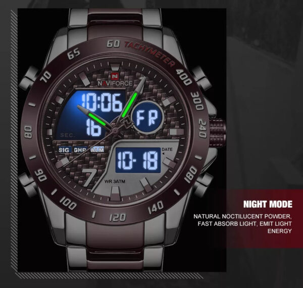 Naviforce NF9171 Men’s Dual Movement Stainless Steel Watch - Image 4