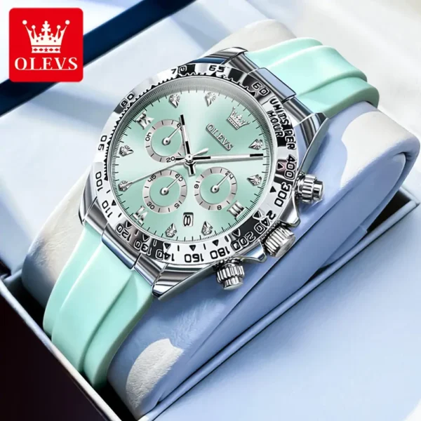 OLEVS 5618 New Luxury Original Quartz Silicone Chronograph Watch For Women