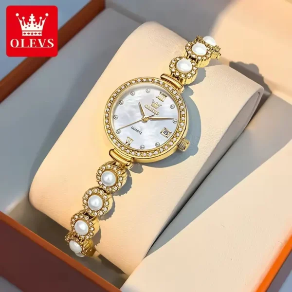 OLEVS 5635 Original Quartz Stainless Steel Gifts Watch For Women