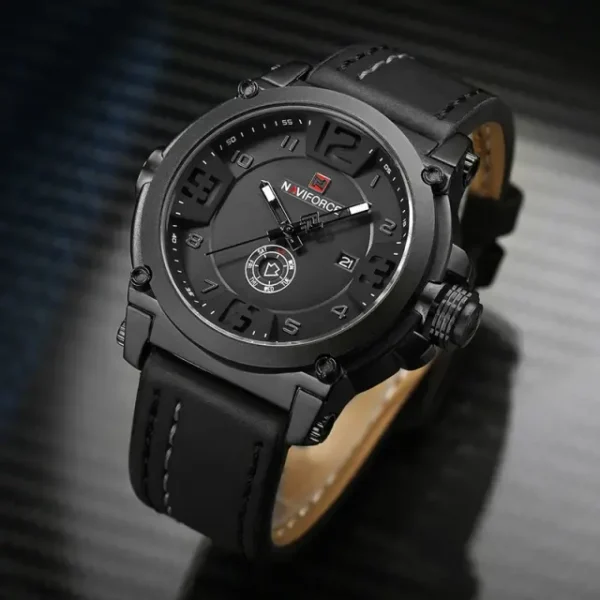 Naviforce NF9099 Black Men Leather watch