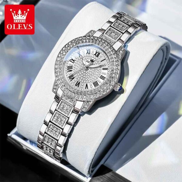 OLEVS 9943 Women Brand Watch Fashion Inlaid Diamond Roman Waterproof Watch