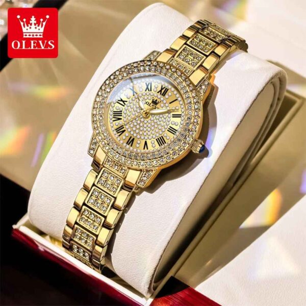 OLEVS 9943 Women Brand Watch Fashion Inlaid Diamond Roman Waterproof Watch