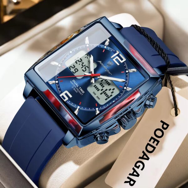 Poedagar E109 Waterproof Luminous Multifunctional Chronograph Alarm Silicone Strap Quartz Watch for Men