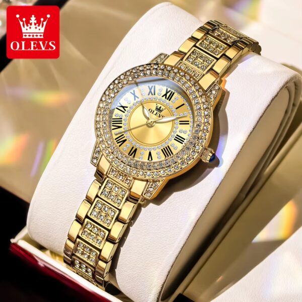 OLEVS 9943 Women Brand Watch Fashion Inlaid Diamond Roman Waterproof Watch