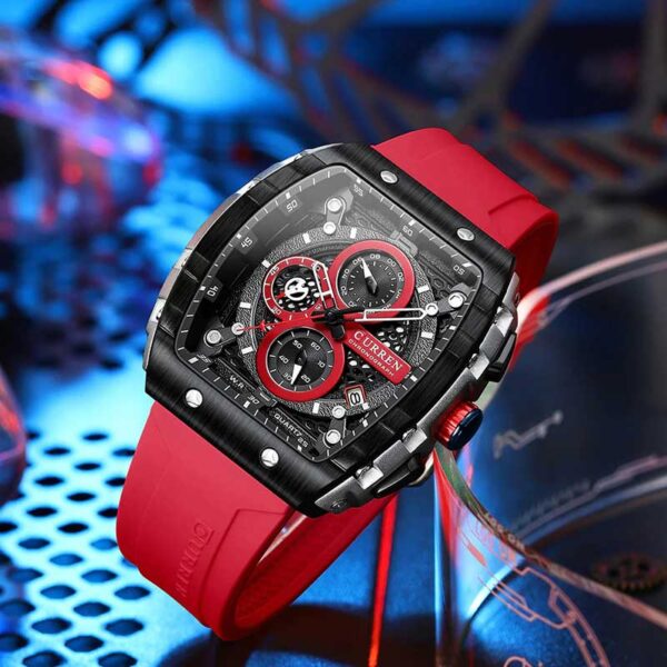 Curren 8442 Silicone Straps Men's Watches with Auto Date Chronograph Clock